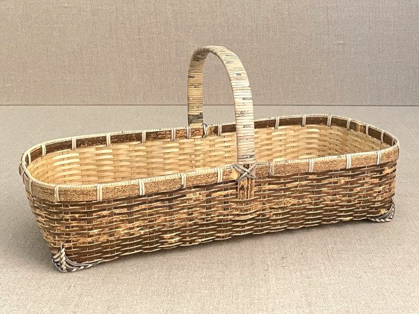 手付きかご 長方形 ブラウン