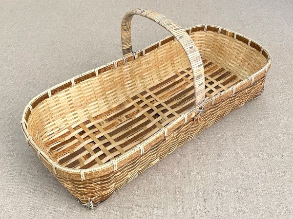 手付きかご 長方形 ブラウン
